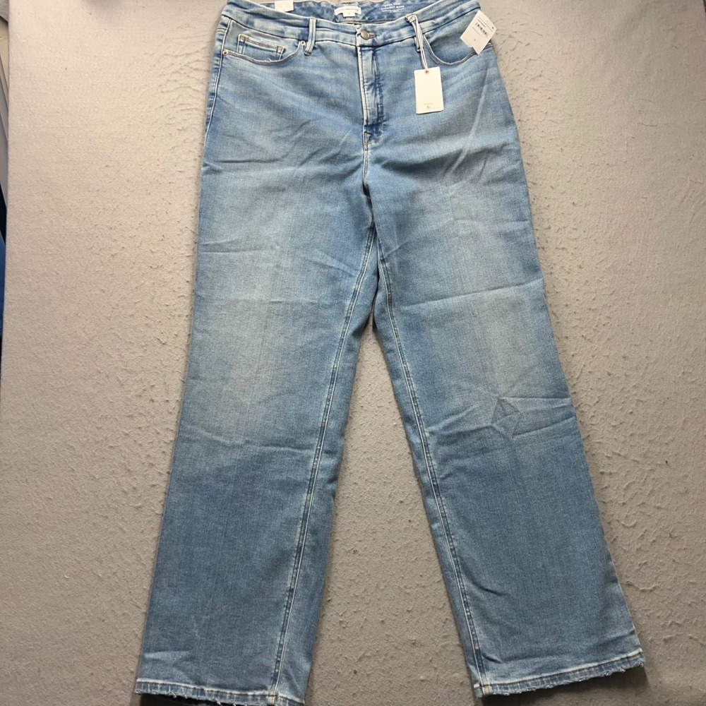 Good American Good True Straight Jeans Super High Rise Blue GNST960001 Womens 16
